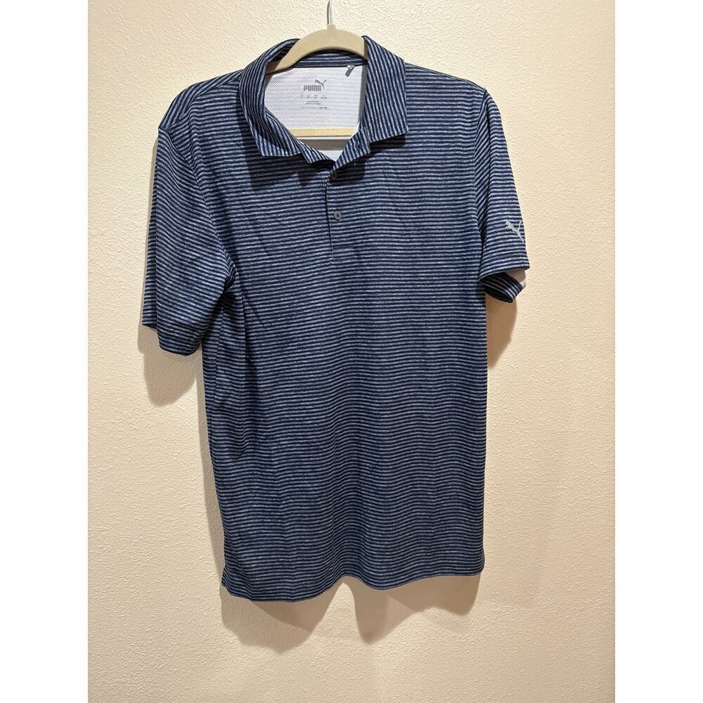 Puma Gray Striped Polo Athleisure Shirt NWOT Size Small